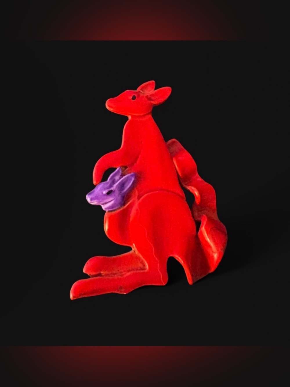 Vintage 70s-80s Red Kangaroo & Joey Brooch Pin